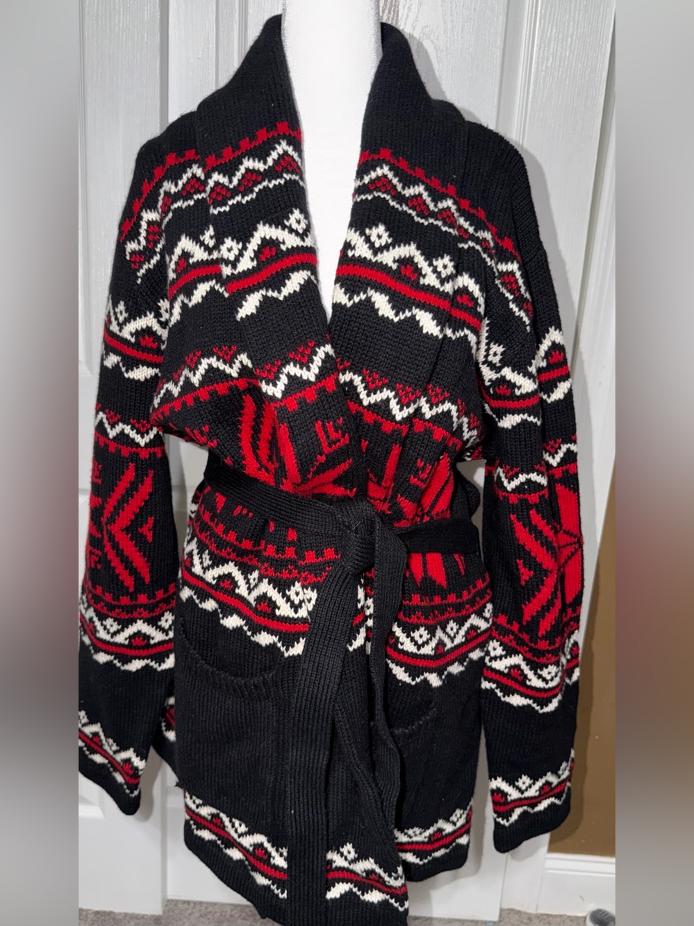 Polo Ralph Lauren Cotton Cashmere Nordic Fair Isle Belted Cardigan